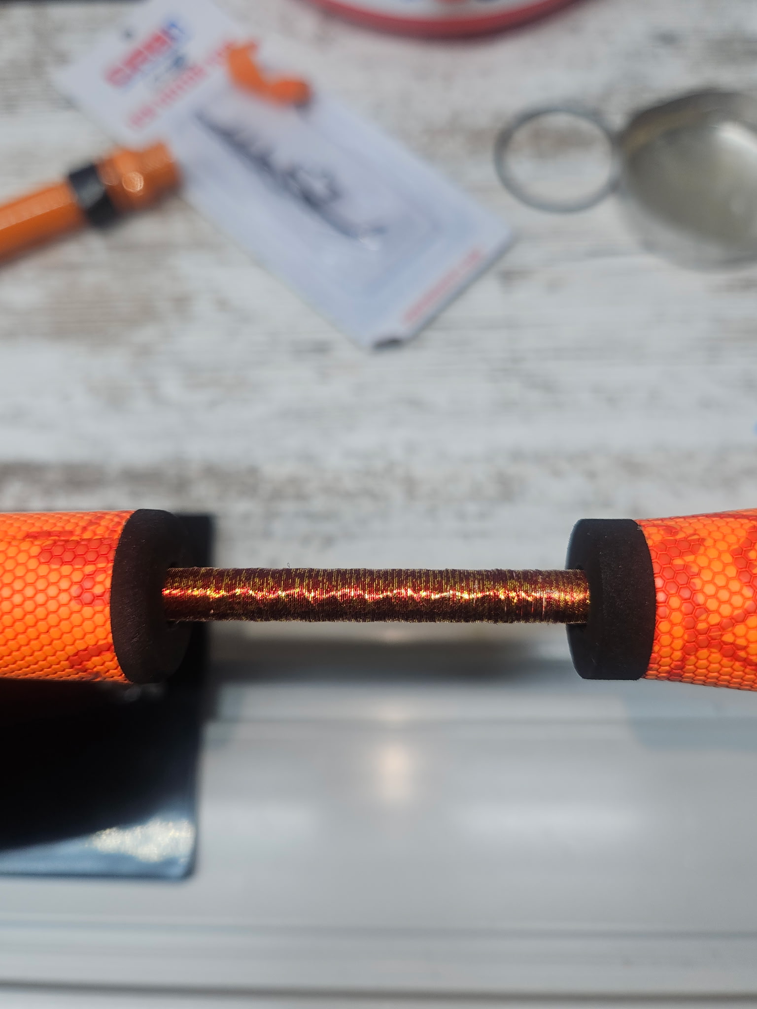 OBG custom rod tip section showing precision guide placement and thread wraps