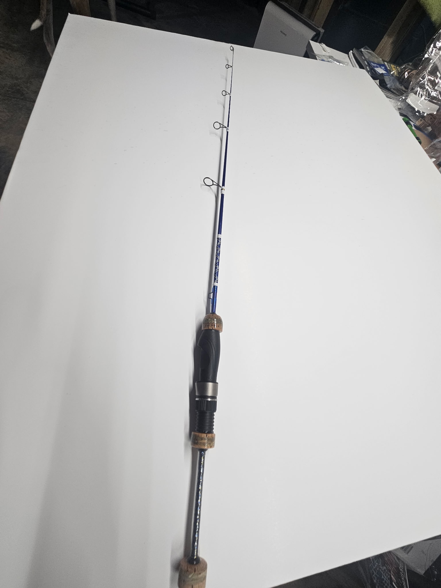 6-foot 6-inch MHX ultra-light custom rod with cork split grip and gunmetal American Tackle SSR guides